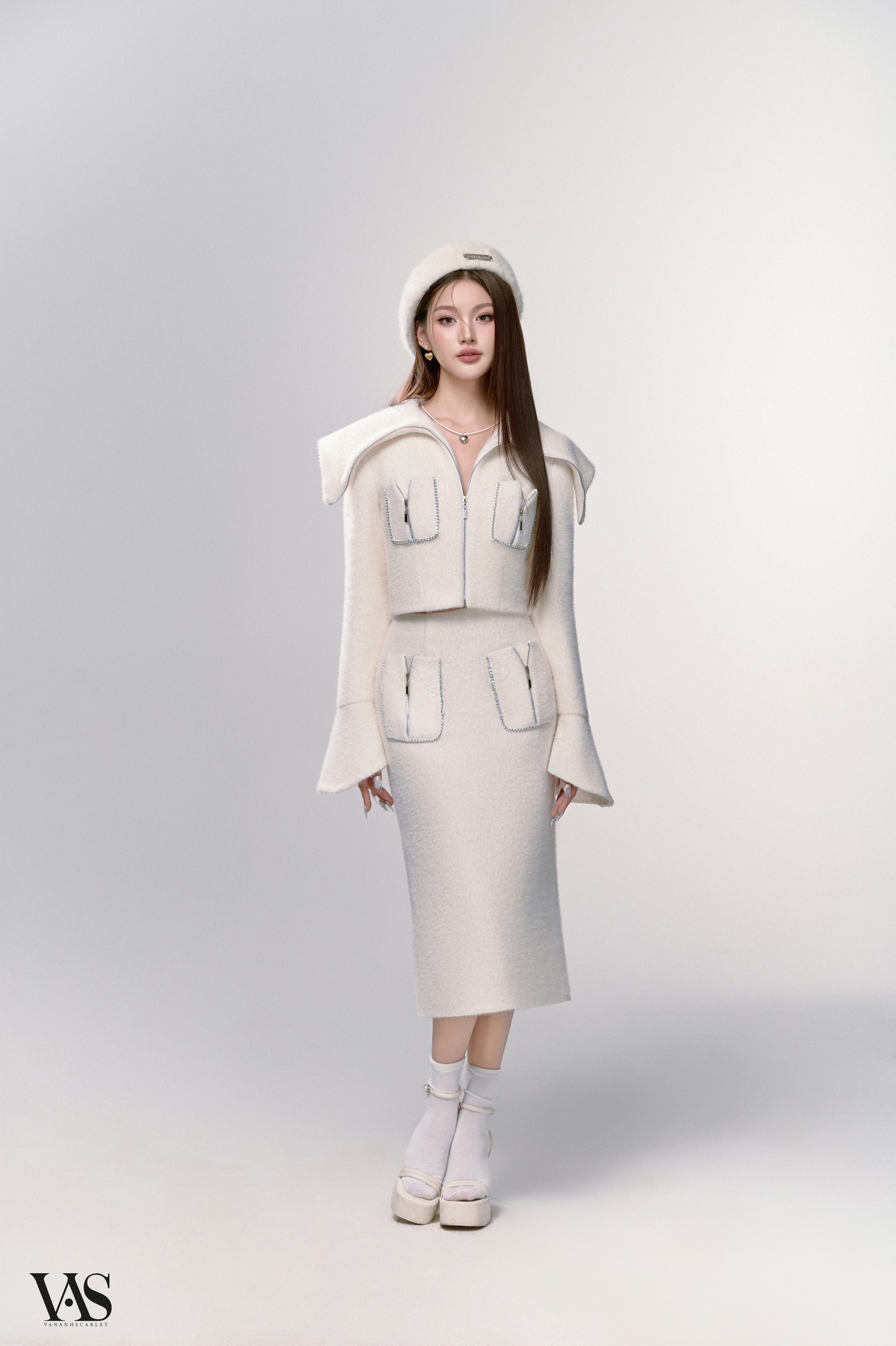 Set chân váy nữ VANANHSCARLET lông thỏ