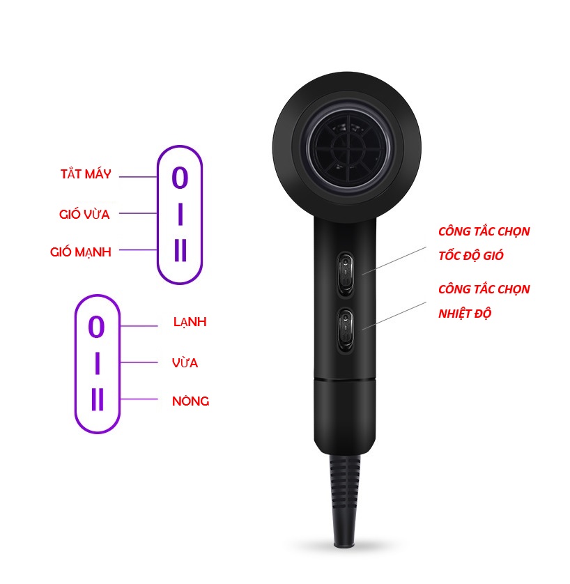 Máy Sấy Tóc Tạo Kiểu Công Suất Lớn 2200W - KINGCAM