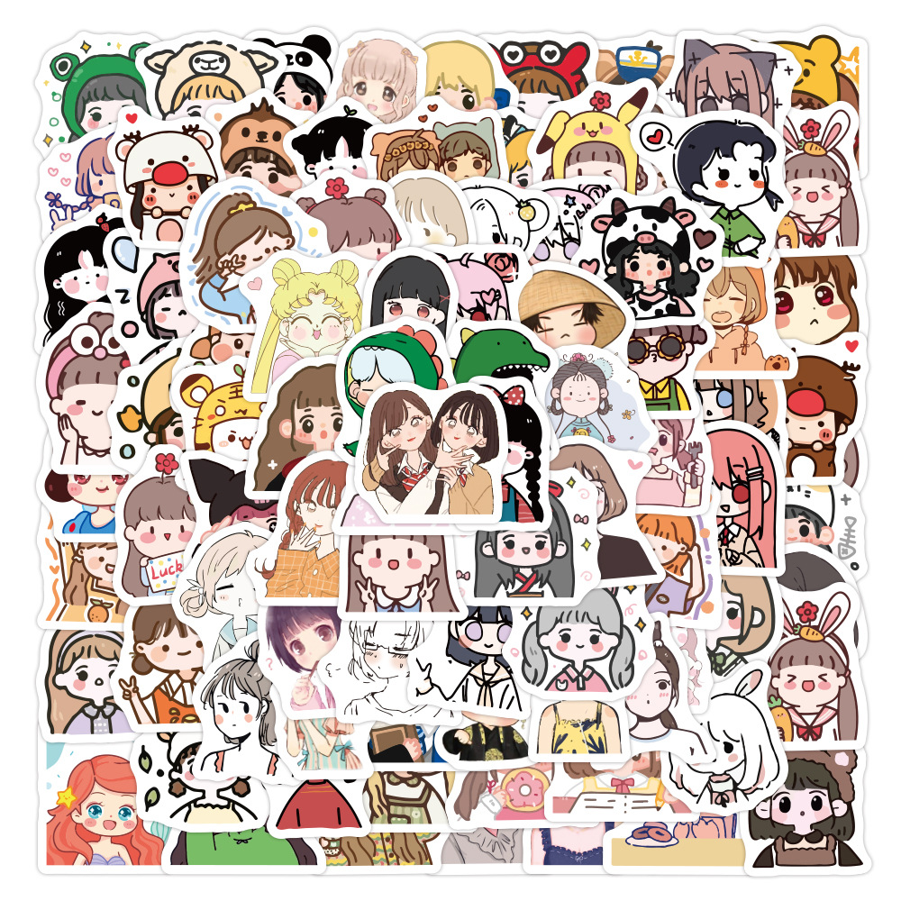 Set 100 Sticker Dán Chủ Đề Bé Gái Dễ Thương