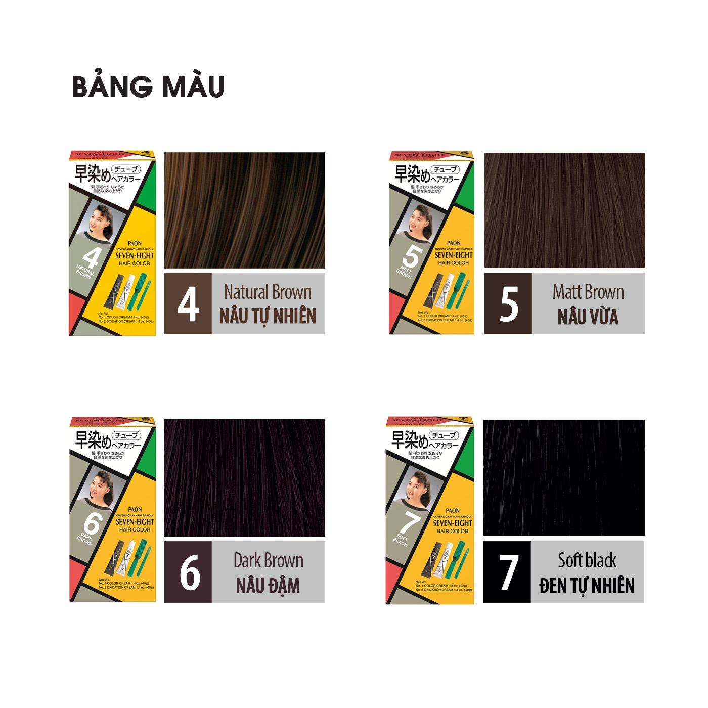 [HCM]Nhuộm phủ bạc SEVEN EIGHT số 6 (Nâu đậm) Nhật Bản (40g+40g)
