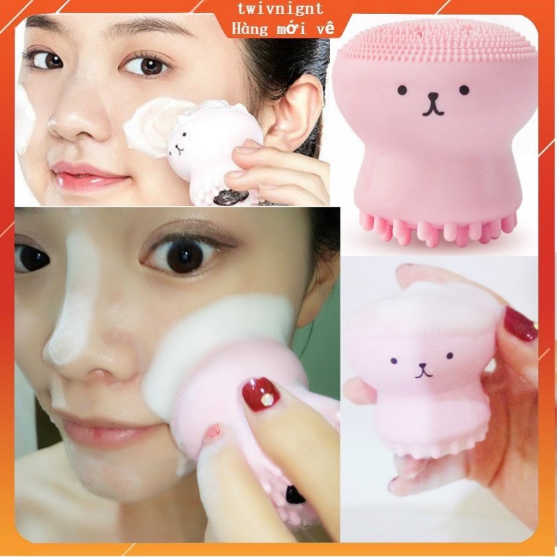 Cọ rửa mặt bạch tuộc Mút rửa mặt silicone (Hồng)