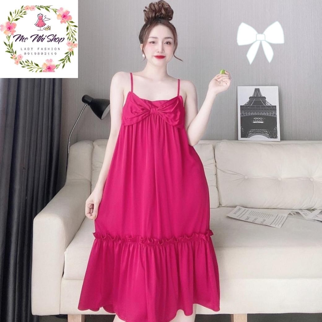 Đầm ngủ hai dây , Đầm lụa Latin lụa cao cấp [ảnh thật]