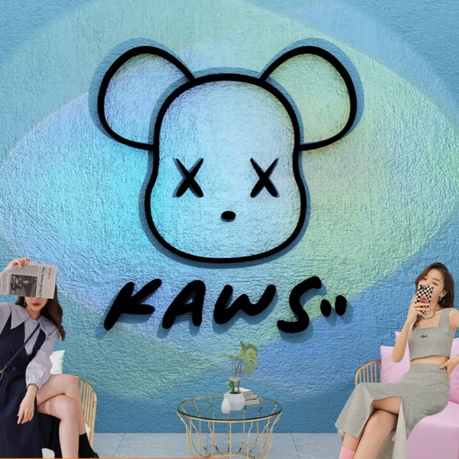 Đầu Gấu KAWS Dán Tường dễ thương