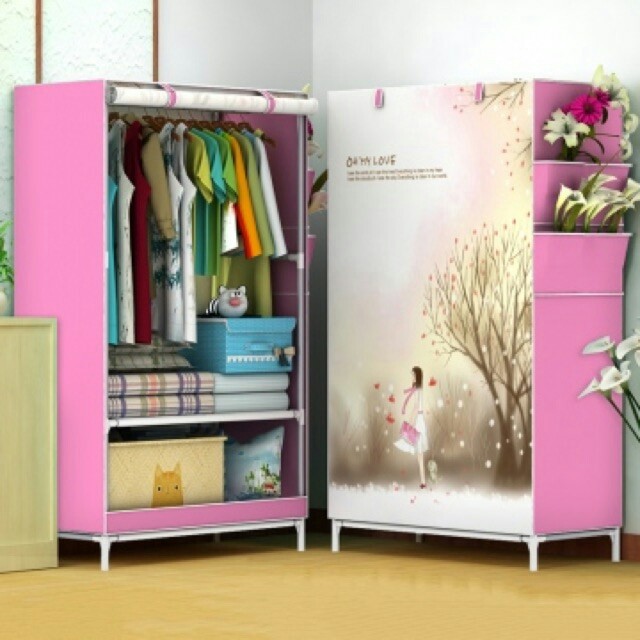 Tủ Vải Đựng Quần Áo Cao Cấp Kiểu Dáng 3D 1 Buồng 2 ngăn, Tủ Vải Khung Inox Treo Quần Áo Nhỏ Gọn Tiện Dụng