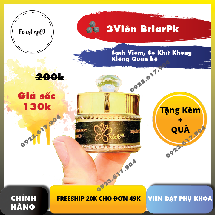 [HCM] [Dùng thử] Tách lẻ 3 viên đặt thảo mộc briar pk tầm xuân thái lan sạch viêm se khít vùng kín Evashop69