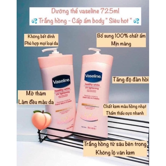 sữa dưỡng thể trắng da toàn thân vaseline 725ml