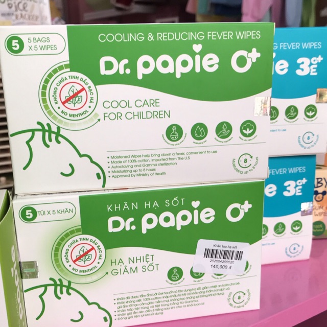 KHĂN LAU HẠ SỐT DR.PAPIE ( giúp bé hạ sốt nhanh và hiệu quả )