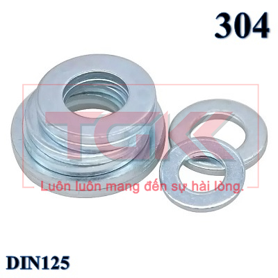 Long đen phẳng inox 304 - DIN125