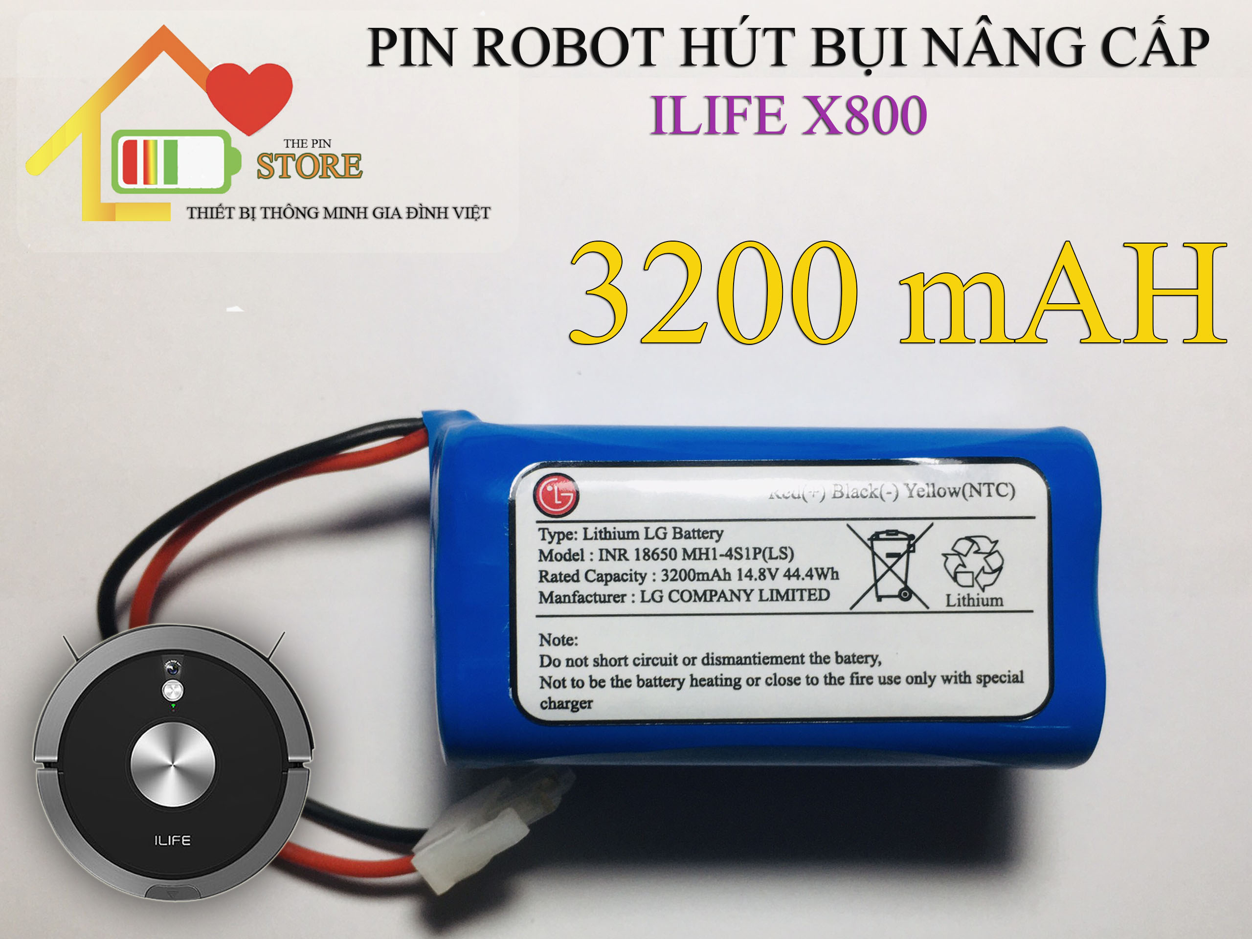 PIN ROBOT HÚT BỤI ILIFE X800 (DUNG LƯỢNG 3200 mAH CHÍNH HÃNG BẢO HÀNH 9 THÁNG)