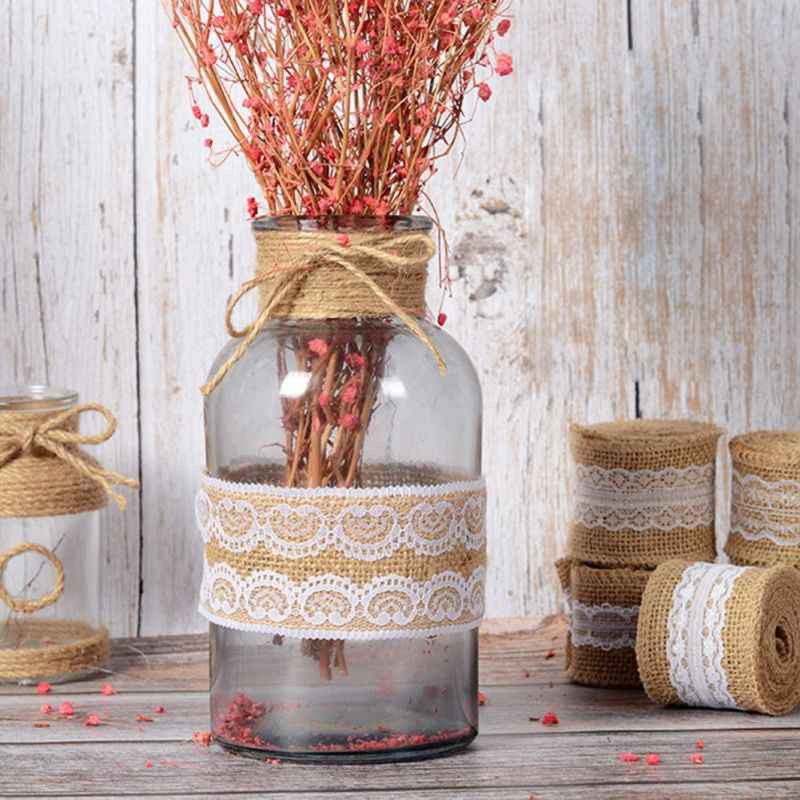 Ruy băng vải bố ren trắng (rộng 5cm, dài 1,95 mét)