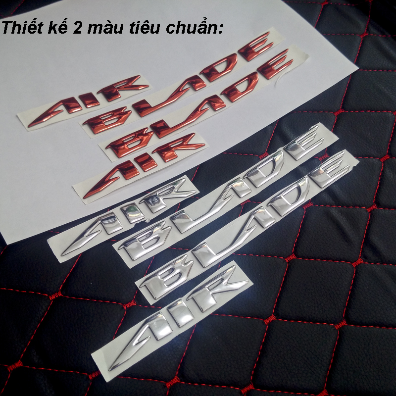 Bộ 2 tem Air Blade 3D nổi màu Bạc, Đỏ