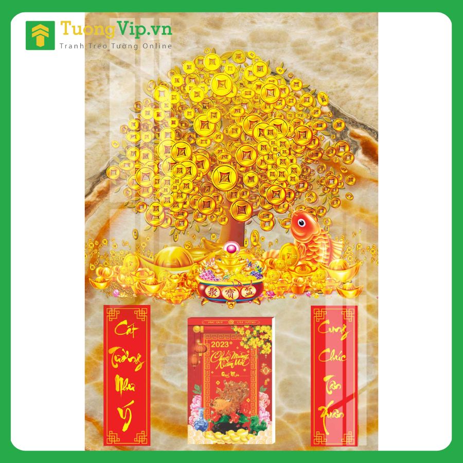Lịch Gỗ Treo Tường Laminate Tráng Gương 2025 (40x60 cm) - Cây Tài Lộc 02 TV19