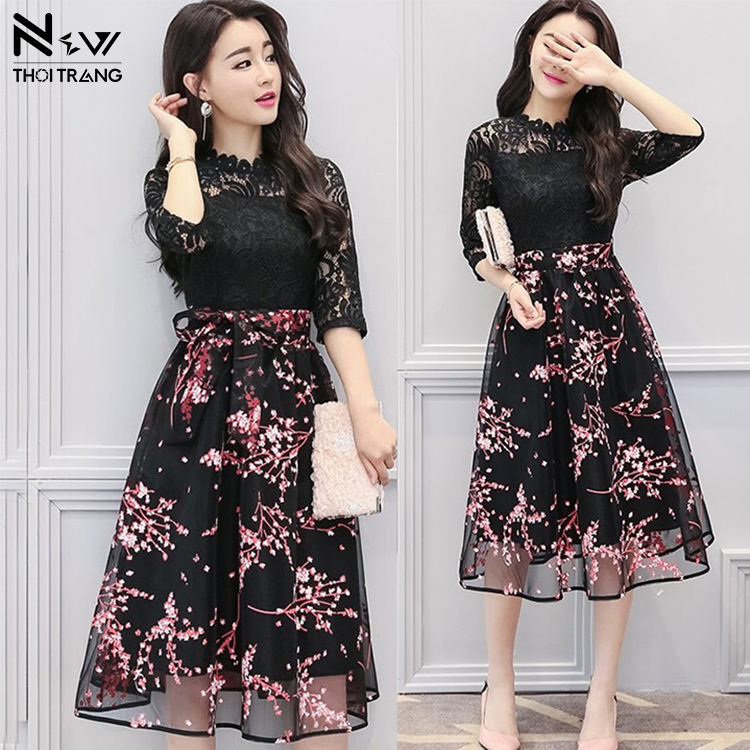 Đầm Ren Hoa Thạch Anh - New Thoi Trang