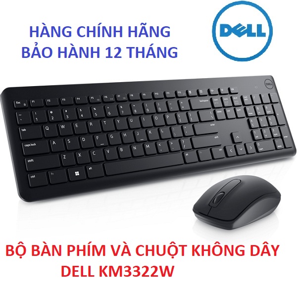 Bộ bàn phím chuột không dây dell km3322w - hàng chính hãng