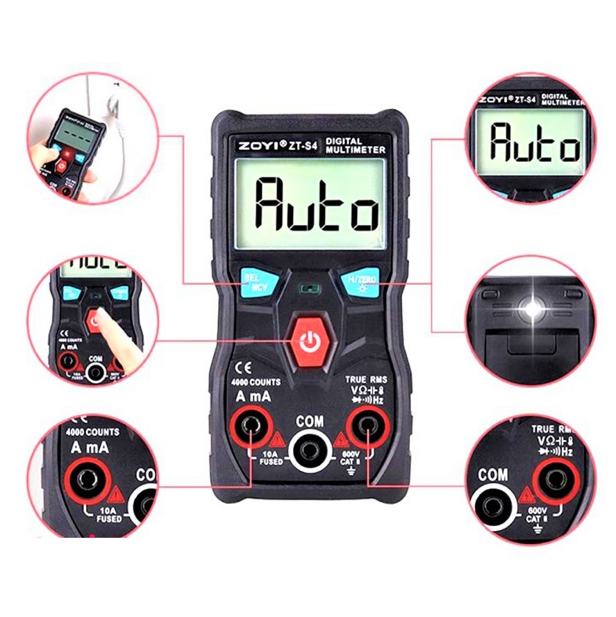 Đồng hồ đo tự động hoàn toàn ZOYI ZT-S4 MẪU MỚI ( BẢO HÀNH 12 THÁNG ) , Đồng hồ đo điện tự động thay đổi thang đo không cần điều chỉnh