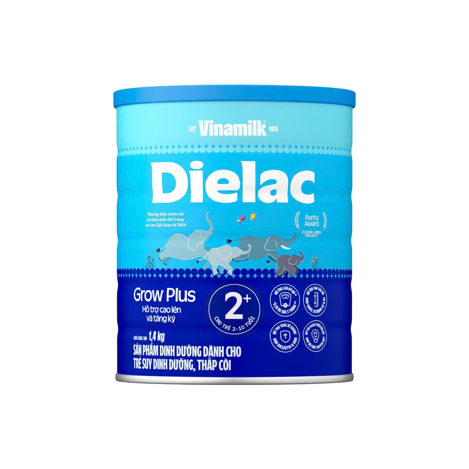 Vinamilk Dielac Growplus Green Milk Powder 2+ Colostrum 1.4kg (New)