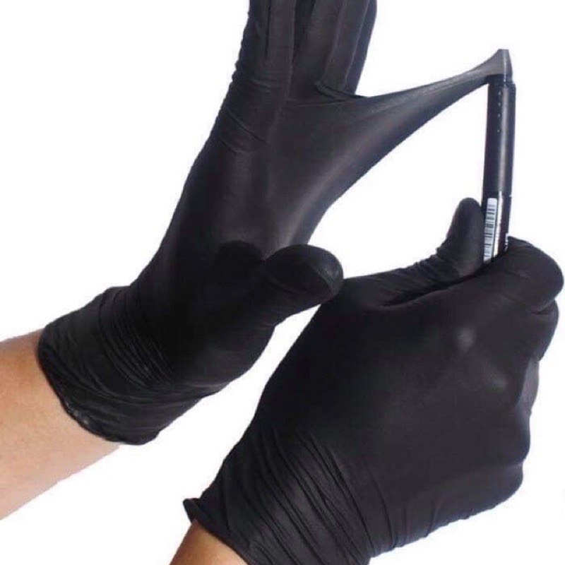 Găng tay không bột màu đen nitrile - 100 chiếc size  S, M