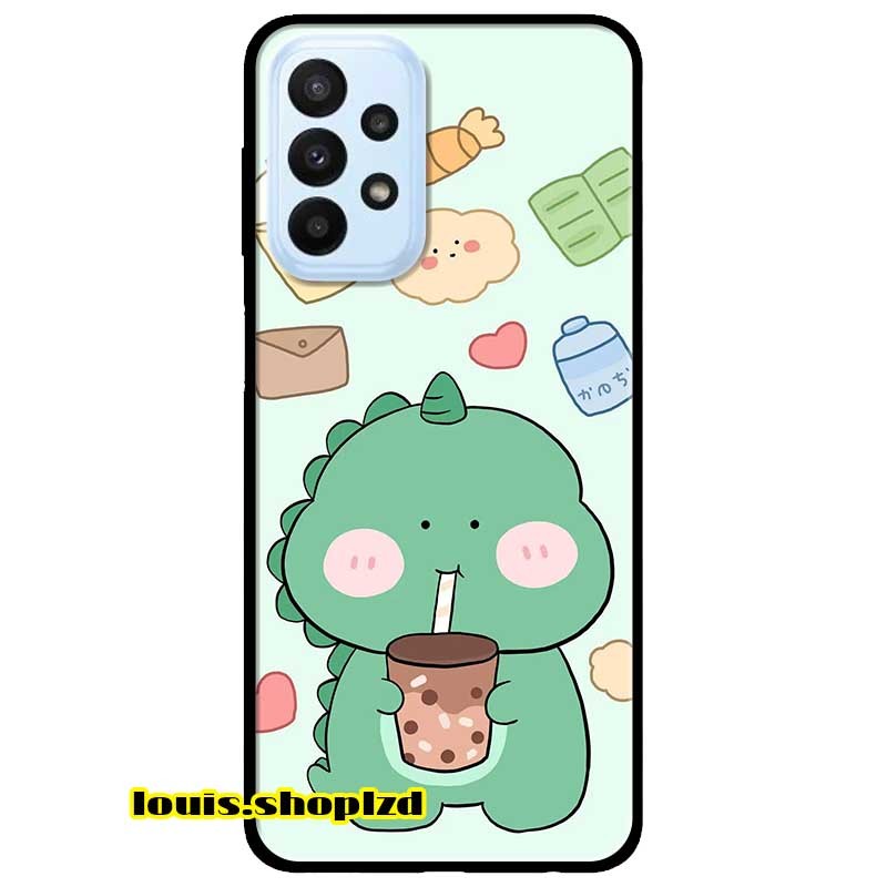 Ốp Lưng Dành Cho Samsung A23 4G mẫu Khủng Long Uống Trà Sữa