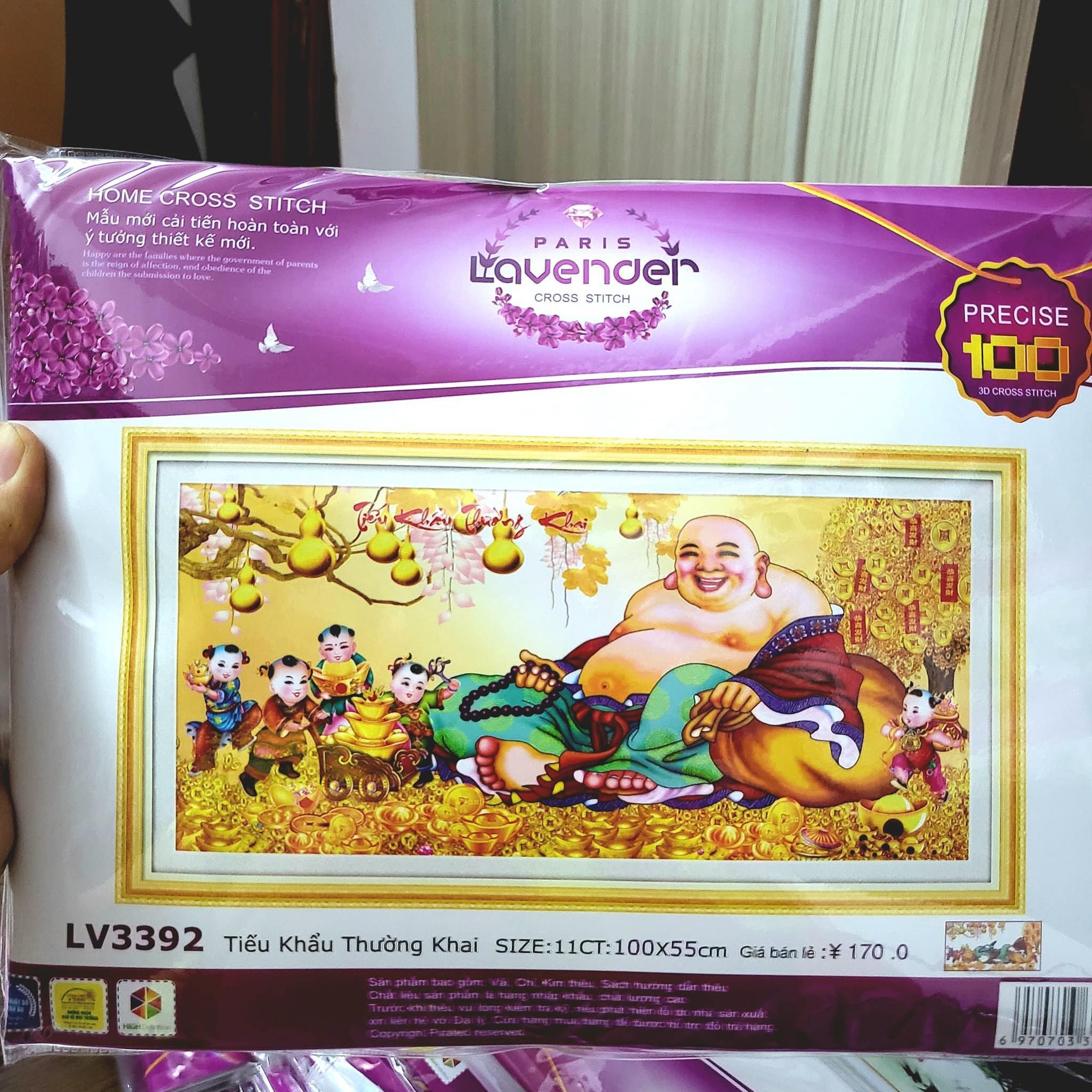 [HCM]Tranh thêu Phật Di Lặc hòa khí sinh tài LV3392 - kích thước 100 * 55