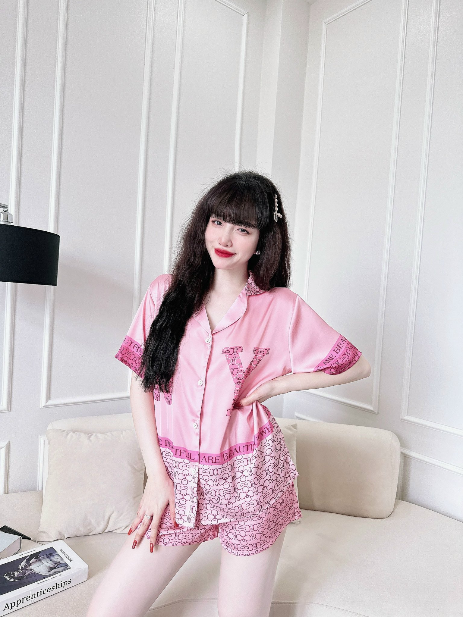 Đồ bộ Lụa mặc nhà họa tiết cao cấp