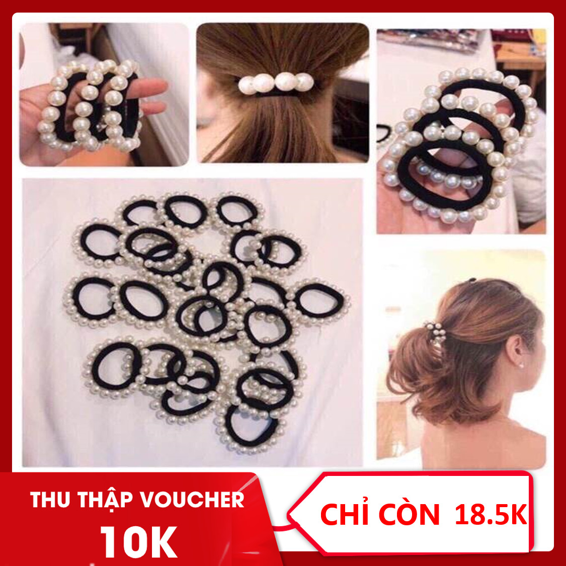 Combo 10 dây cột tóc đính hạt siêu đẹp