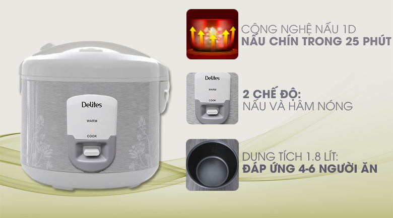 Nồi cơm điện 1,8 lit[DELITES,SHARP VIỆT,MIDEA]