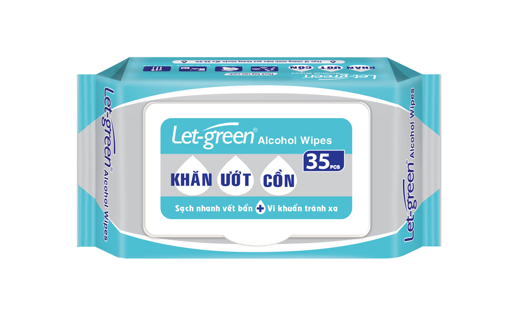 Combo 5 Bao Khăn Ướt Cồn Let-green 35 Miếng/Gói
