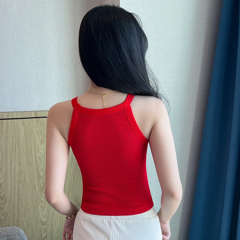 Áo hay dây croptop KÈM ÁO LÓT, Áo yếm thun tăm co giãn tốt kèm đệm ngực tiện lợi, Chất liệu co giãn tôn dáng