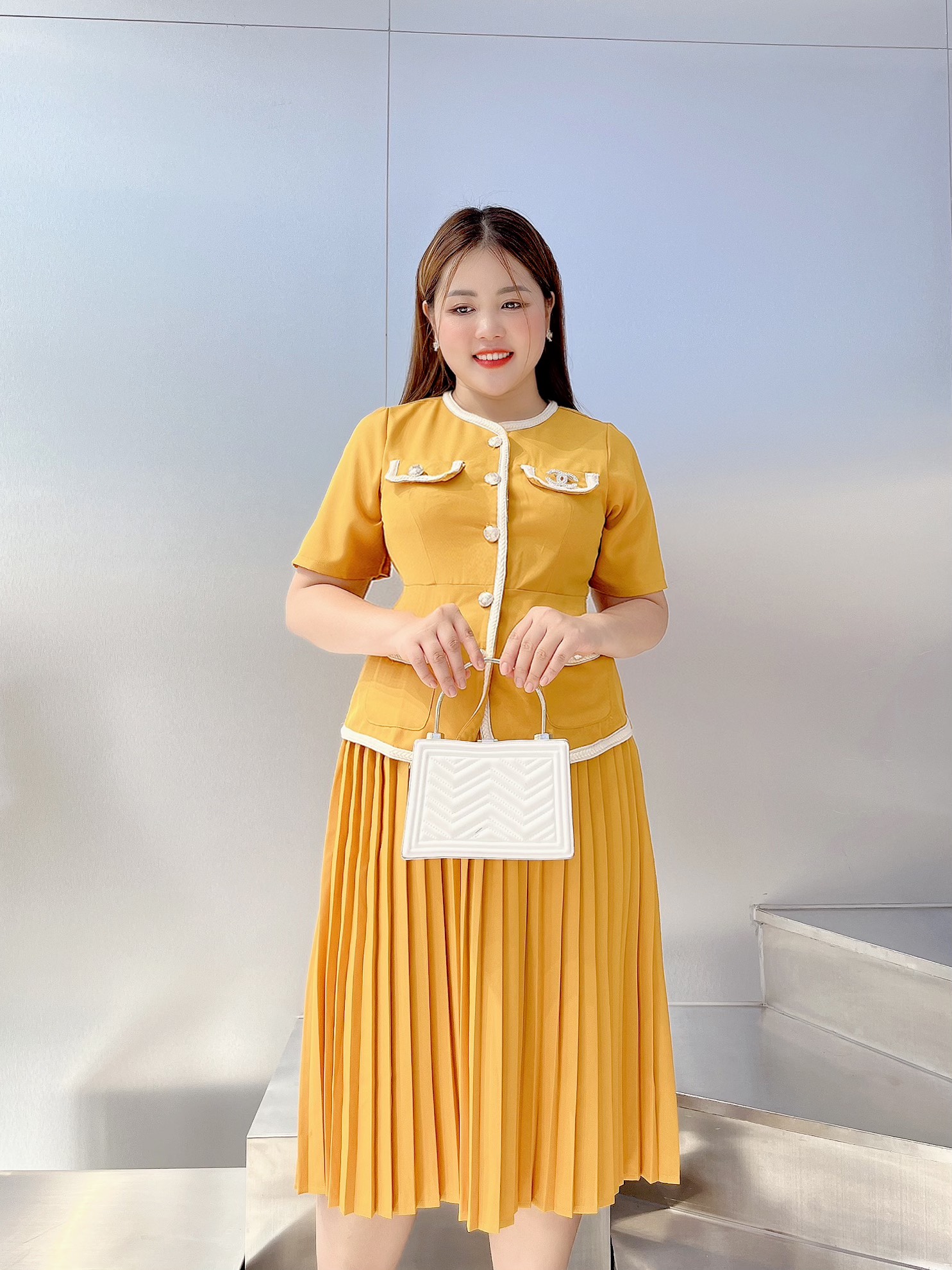 [MUA1TẶNG1] Lightning tops Pelum dress pleated bigsize advanced