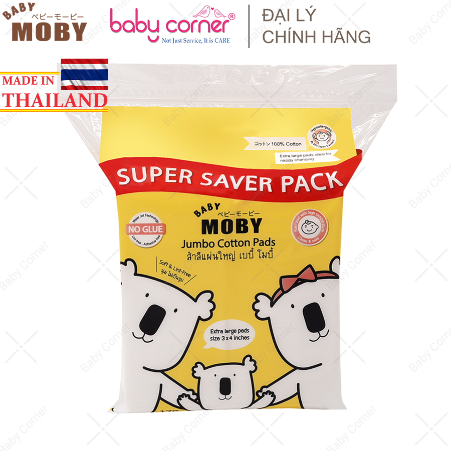 Bông miếng cỡ lớn moby baby jumbo pads, gói 170g, từ sơ sinh