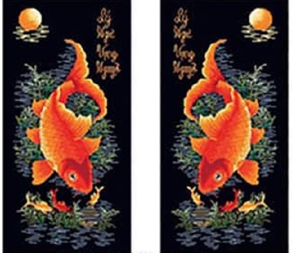 Tranh đính đá lý ngư vọng nguyệt -dd9272