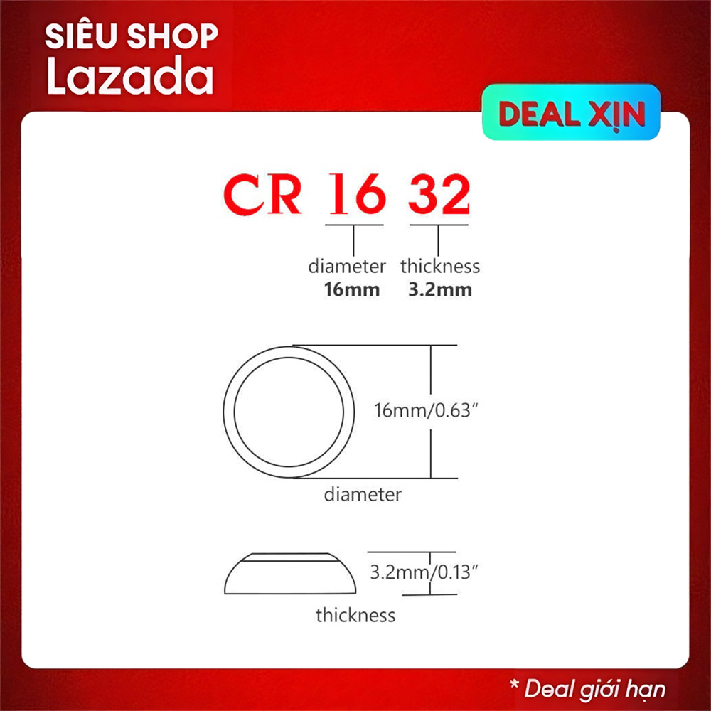 Bộ 5 Pin Panasonic CR1632 Lithium 3V / DL1632 / ECR1632 / GPCR1632