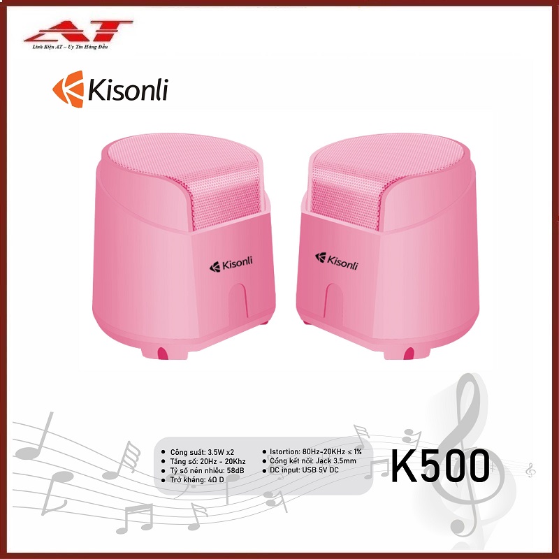 Loa 2.0 Kisonli K500 Pink LED