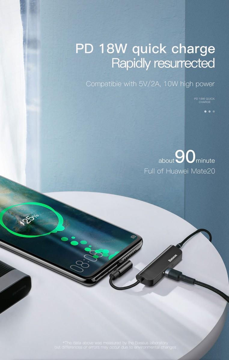 Cáp chuyển đổi Type-C to Type-C + Audio 3.5mm Baseus L53
