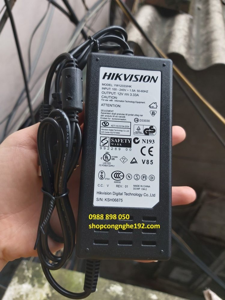 Adapter hikvision 12V 3.33A chân 4 pin