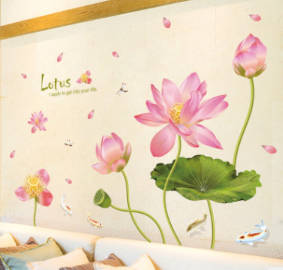 Dcal dán tường mẫu: Cành hoa sen to