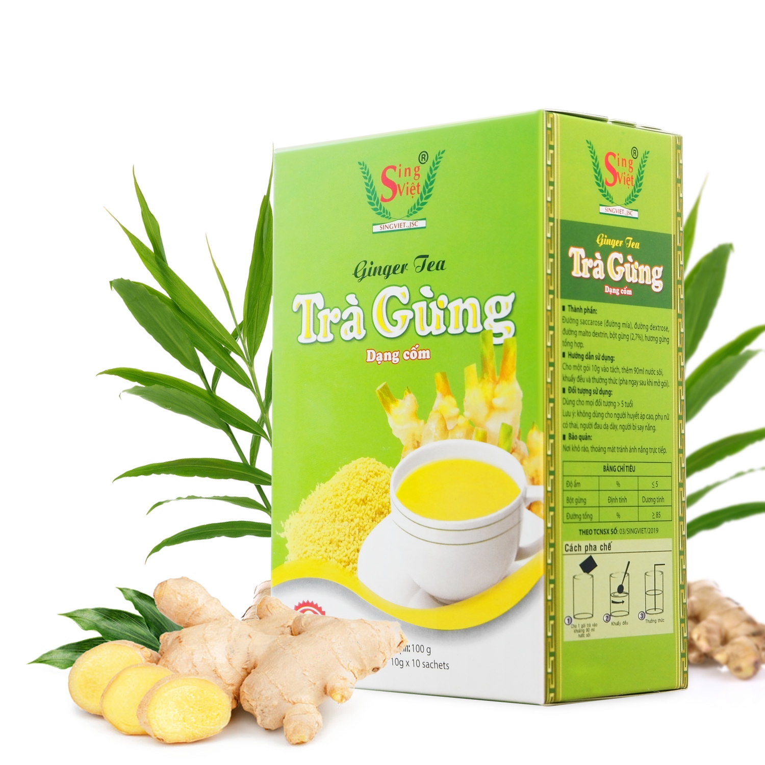 TRÀ GỪNG SING VIỆT dạng cốm, làm ấm cơ thể