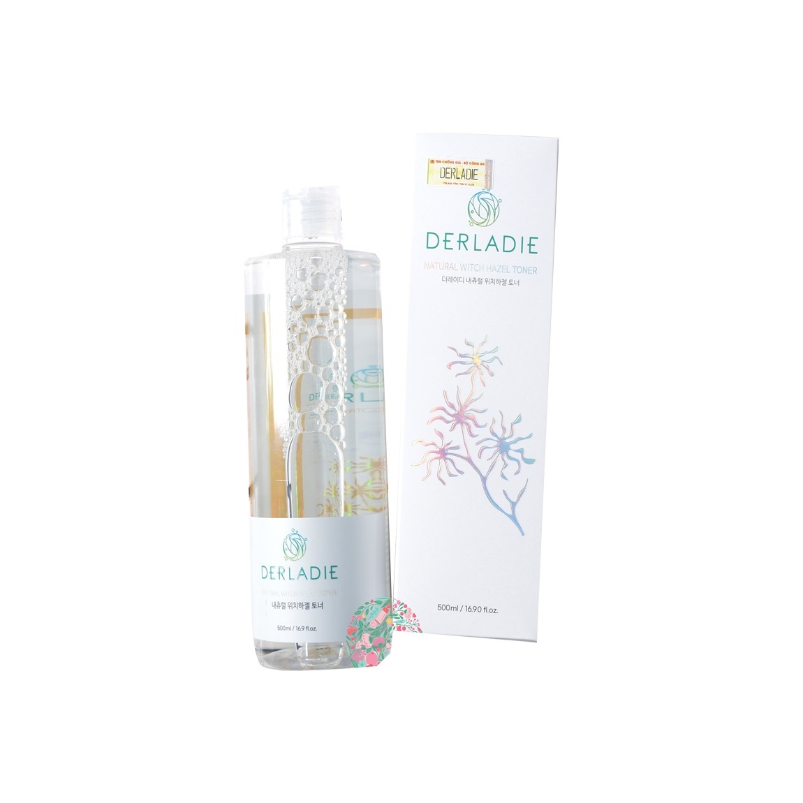 Nước Hoa Hồng Dưỡng Ẩm, Dịu Nhẹ Chiết Xuất Cây Phỉ Derladie Natural Witch Hazel Toner 500ml