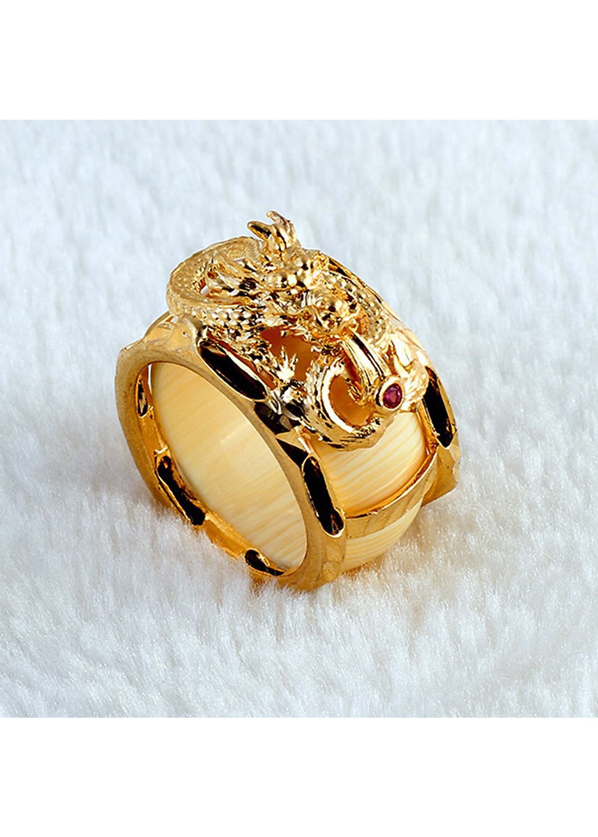 Nhẫn Nam Phong Thủy Chạm Rồng 02 hàng  mạ vàng 18K ( 01 Chiếc )   - Tubi Cony  - Bao Đổi Trả Trong 07 Ngày