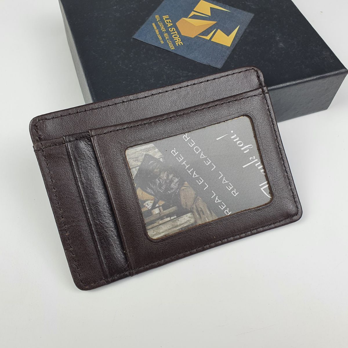 [Da thật] Ví card da bò thật CH108 (Đen/Nâu sẫm) - 100% da bò thật, BH 3 năm