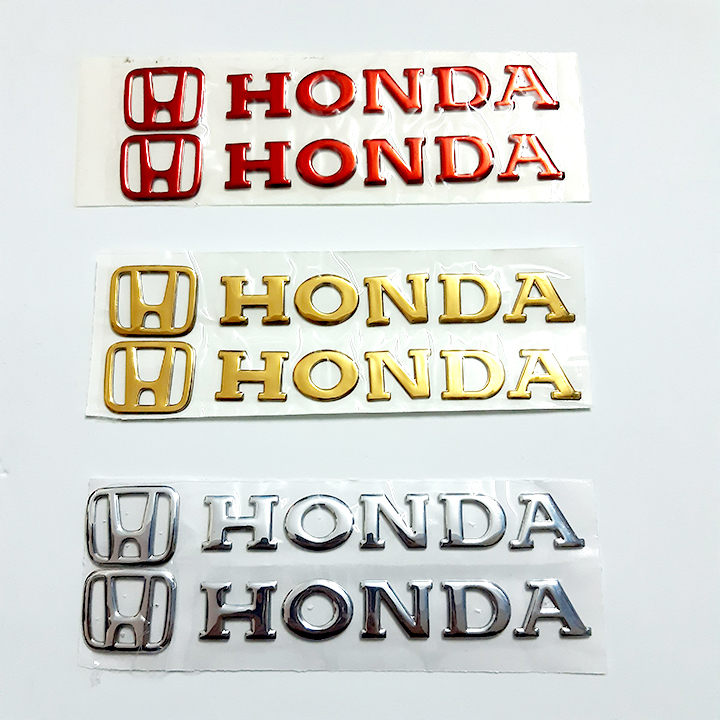 Bộ 2 miếng dán nổi chữ Honda ( Đỏ)