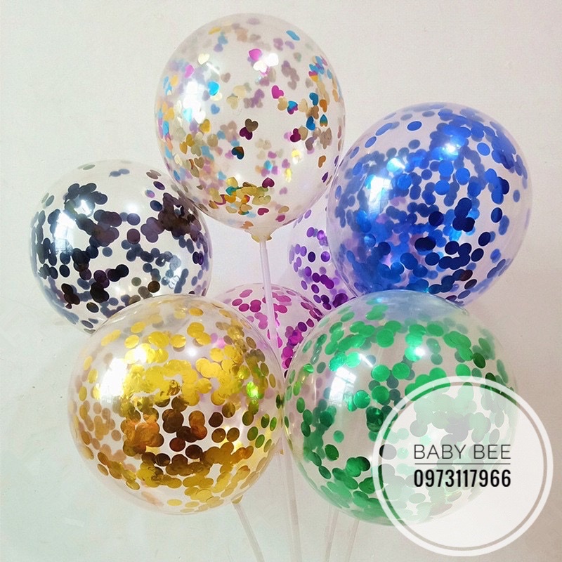 Bóng Trong Suốt Lồng Nhũ Sequin Size 12 Inch