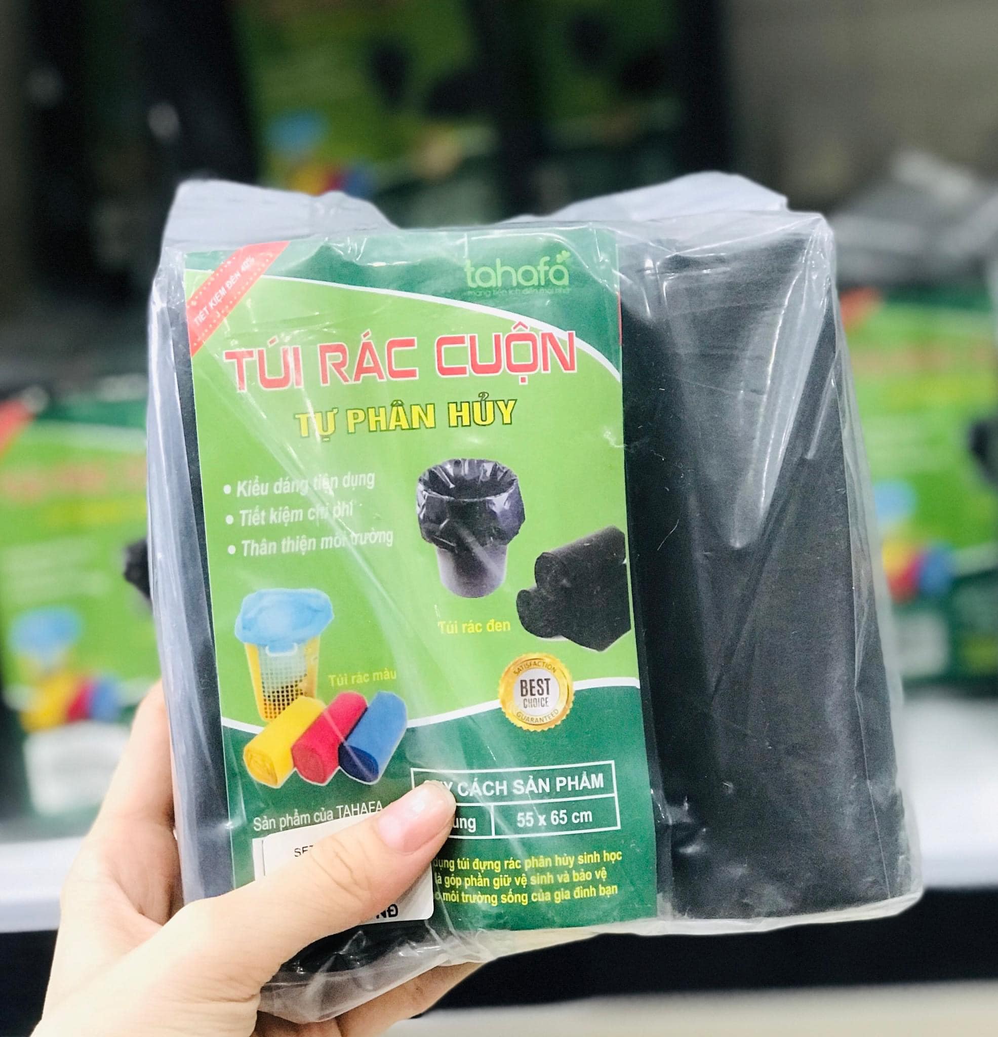 Túi Rác Tự Phân Hủy - Bao Rác Đen Kích Thước 55x65cm- Set 3 Cuộn Túi Rác Đen, Túi Rác Dây Rút