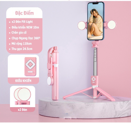 Gậy chụp ảnh 3 chân B11S thế hệ mới, có đèn led trợ sáng, Gậy selfie chụp hình, tự sướng,nút bluetooth điều khiển từ xa