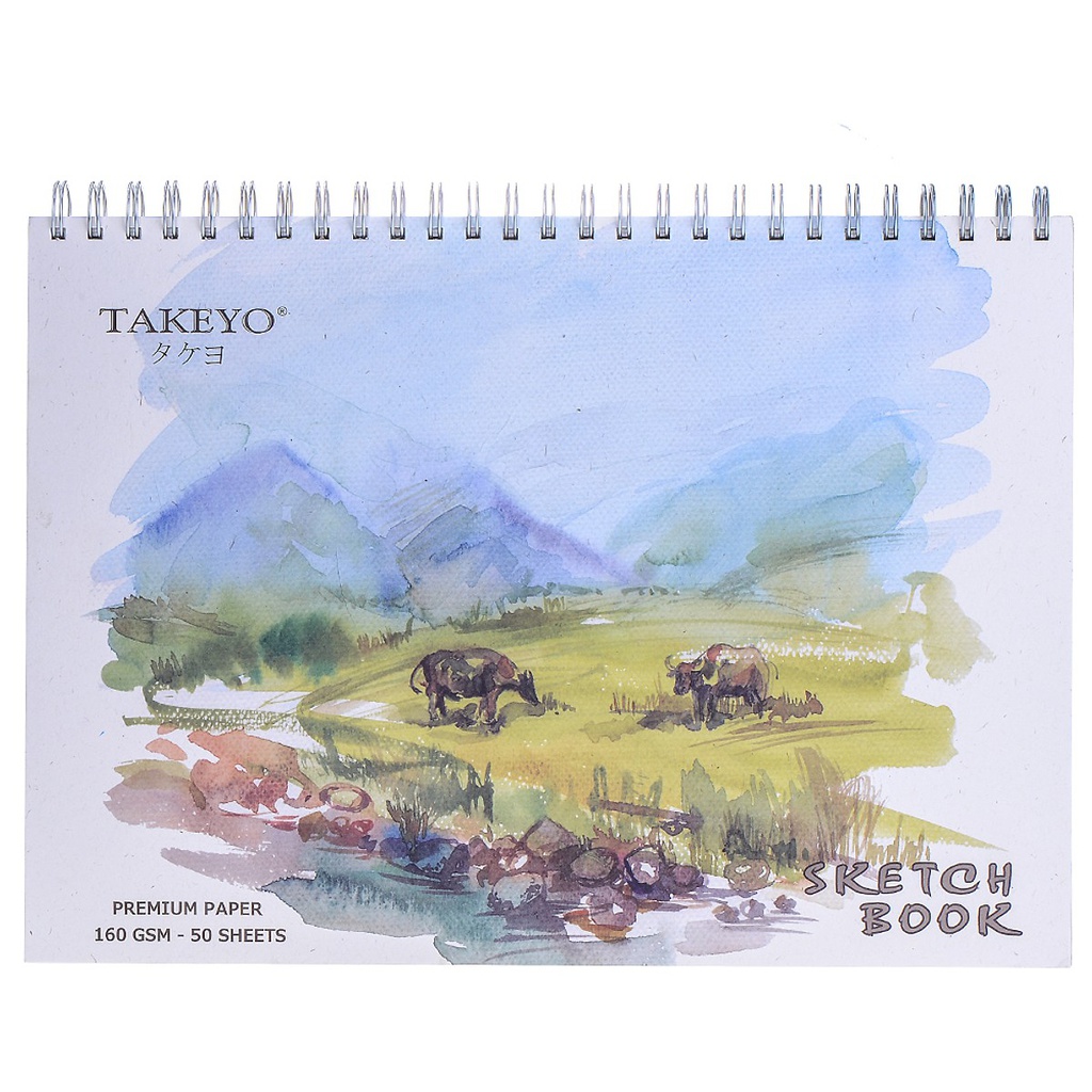 Tập Vẻ Lò Xo Takeyo A6, A5, B5, A4, B4 và A3 Định Lượng 160Gsm - 50 Tờ