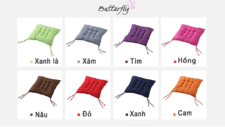 Nệm ngồi đơn sắc BUDECOR có dây cột kiểu Nhật