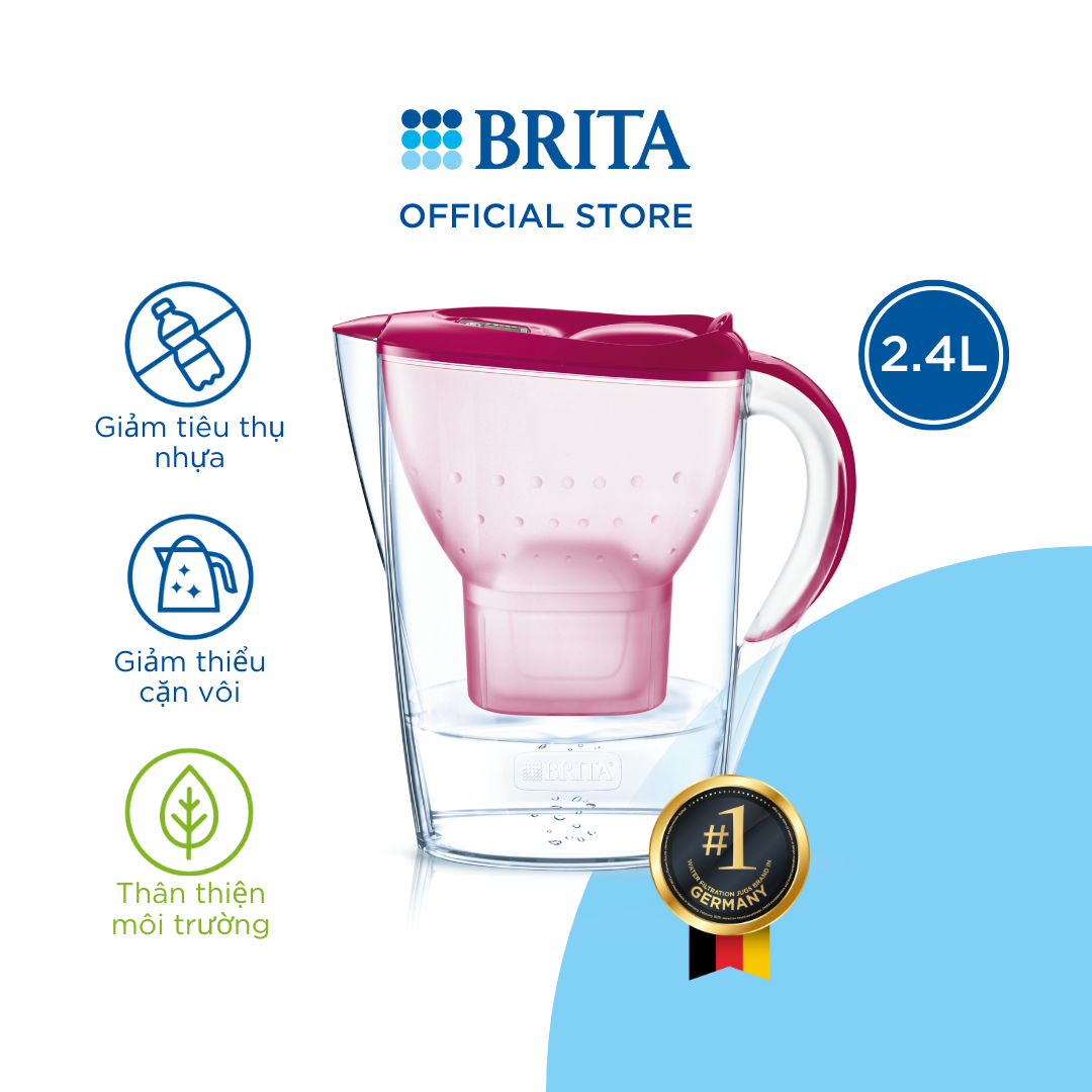 Bình lọc nước BRITA Marella Basic Berry 2.4L (có sẵn 1 lõi lọc Maxtra Plus) - Thương hiệu đến từ Đức