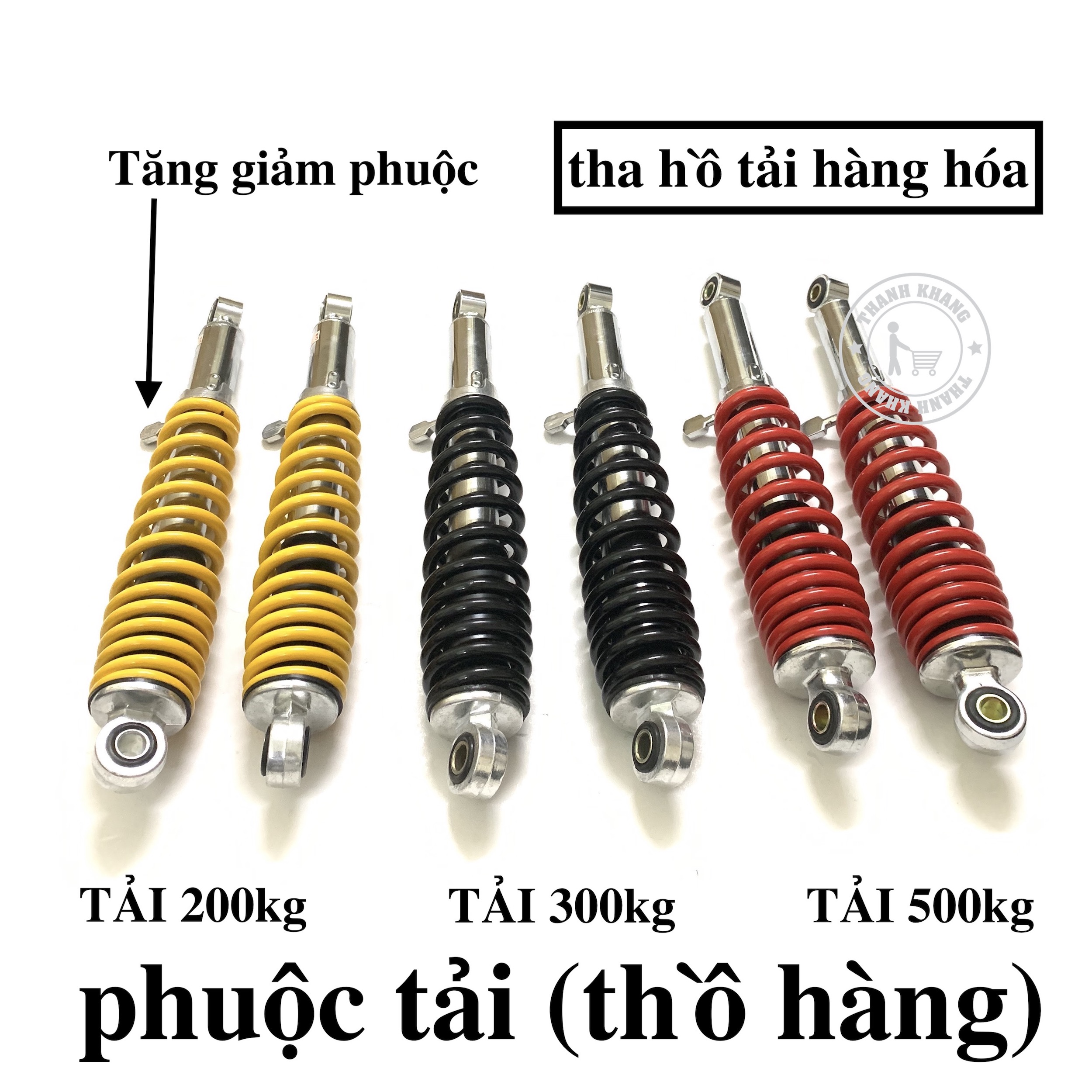 Phuộc tải nặng 200kg,300kg,500kg có khoen tăng chỉnh tha hồ tải hàng hóa CGV666