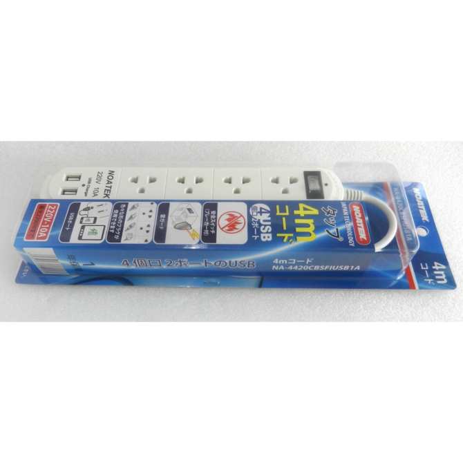 Ổ cắm điện NOATEK 4 lỗ, 2 cổng USB,dài 2M
