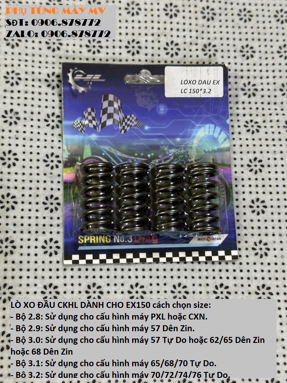 Lò xo đầu độ hl size 2.8/2.9/3.0/3.1/3.2 dành cho xe ex150